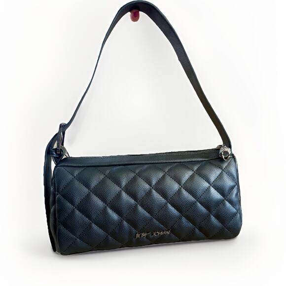 BETSEY JOHNSON Skull Studs BLK LTR Quilted Hobo Shoulder Bag Halloween Goth Y2K - Picture 9 of 16